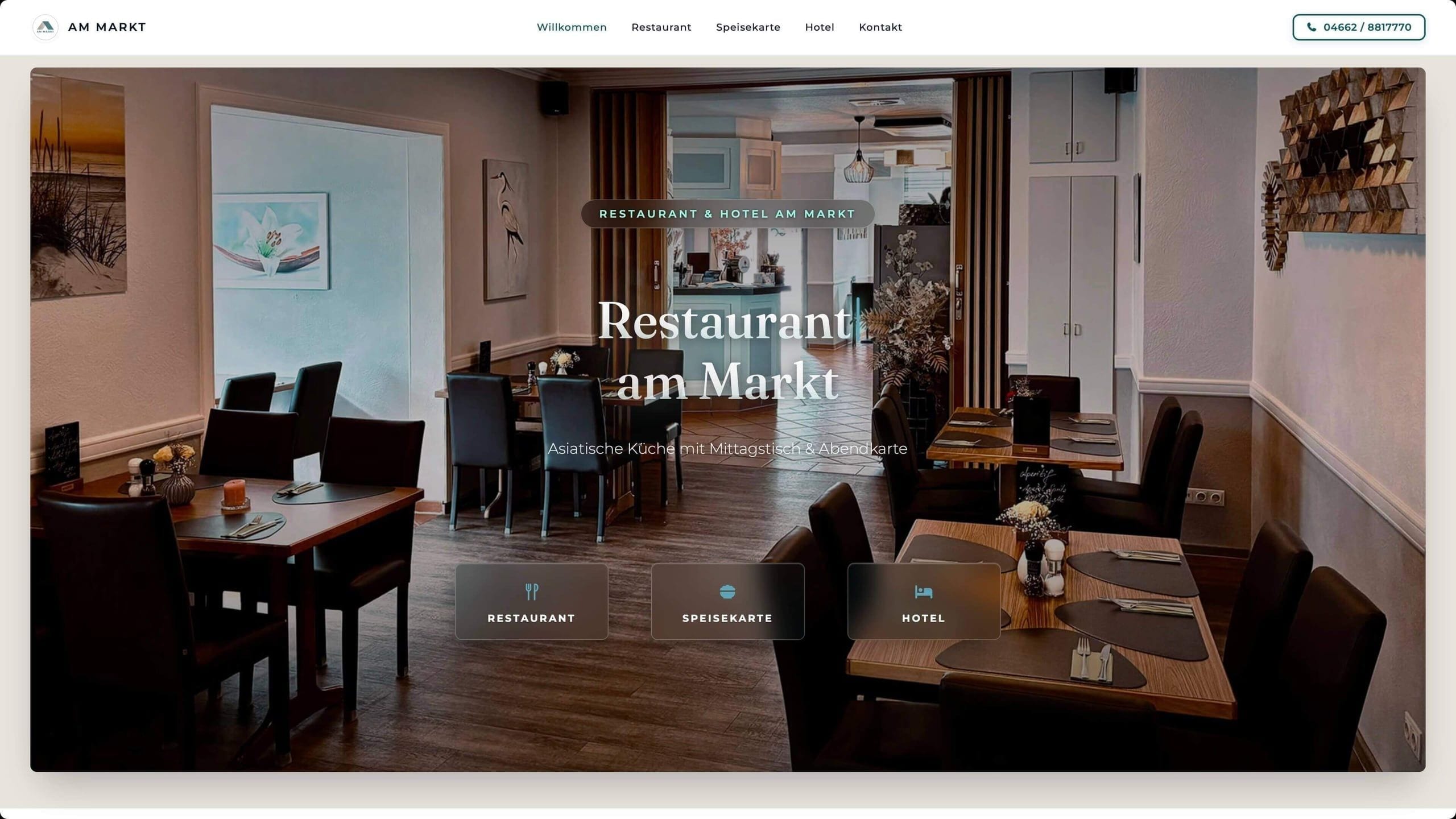 Restaurant & Hotel am Markt Website auf dem Desktop