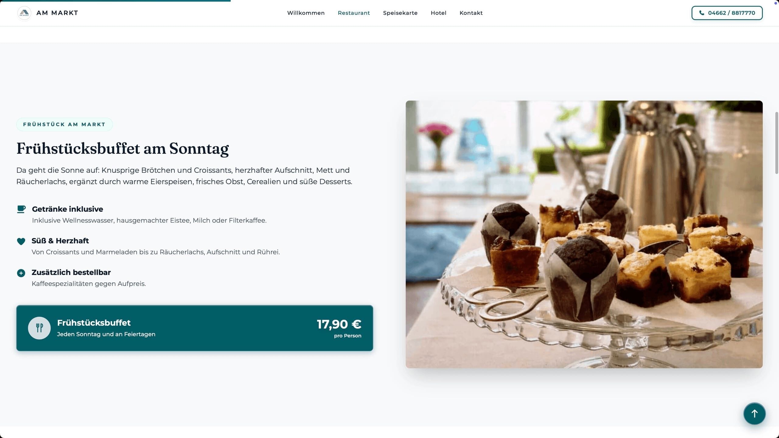 Frühstücksbereich mit Schlemmerbuffet-Details