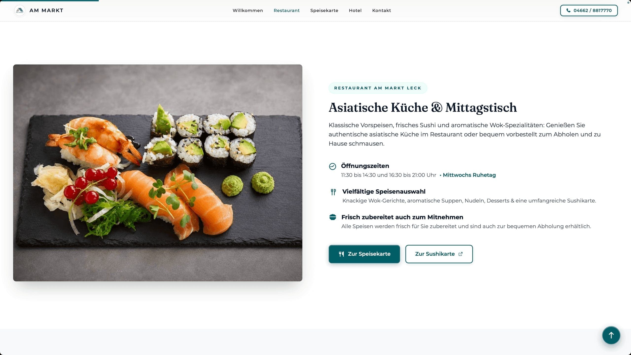 Restaurant-Ansicht mit asiatischer Küche