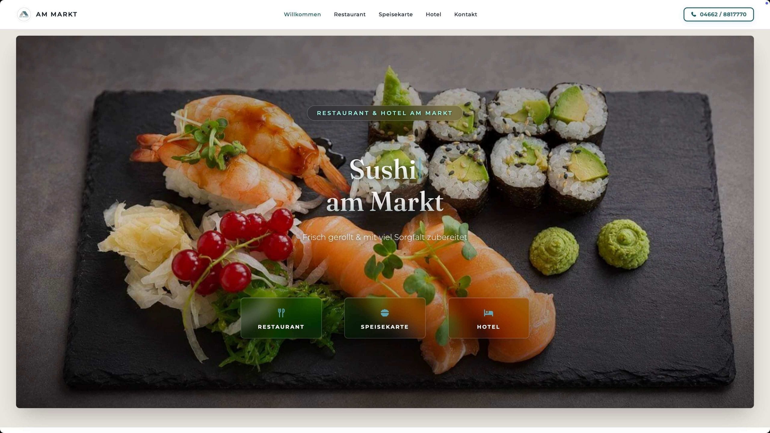 Digitale Speisekarte und Sushiauswahl